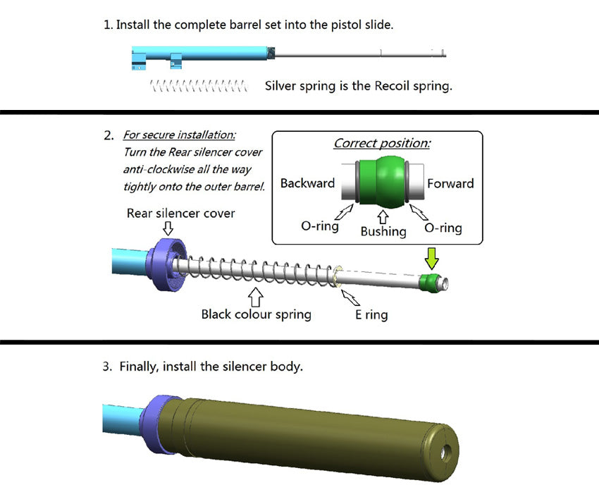 93R-II (KSC-System 7) Silencer & Barrel set (6.03 inner barrel x 327mm)