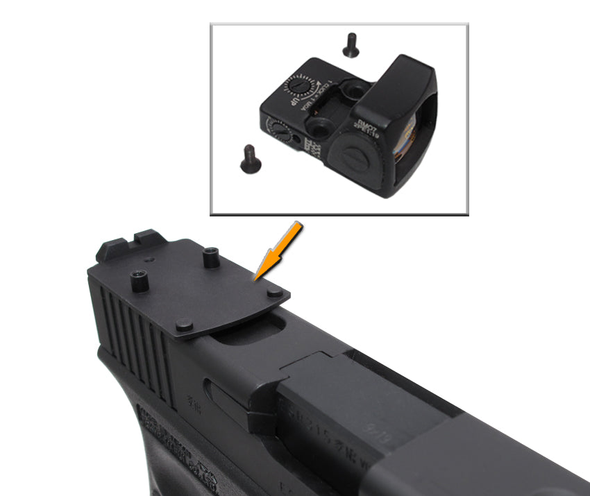 Glock series (T.Marui, WE) CNC Aluminium RMR Slim Mount & Rear Sight