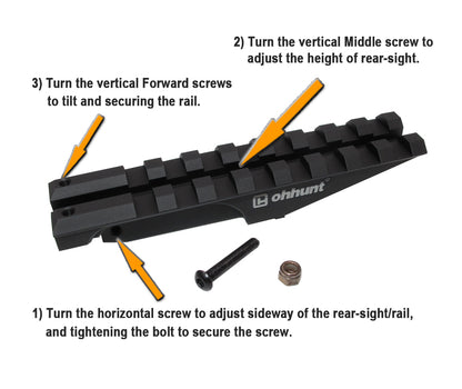 AKM (T.Marui GBB) CNC 6063 Aluminium OH Rear Sight Rail